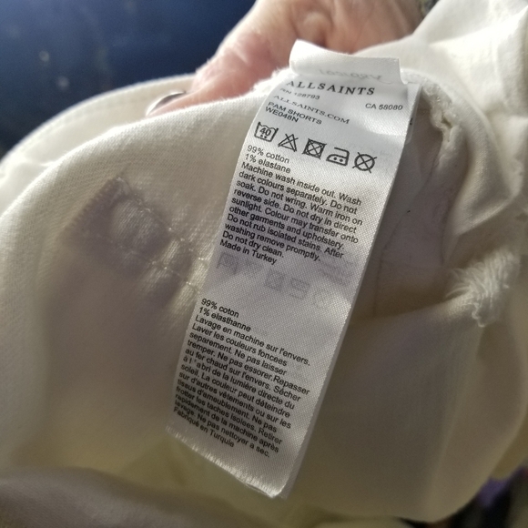 All Saints white distressed denim shorts - Picture 6 of 10